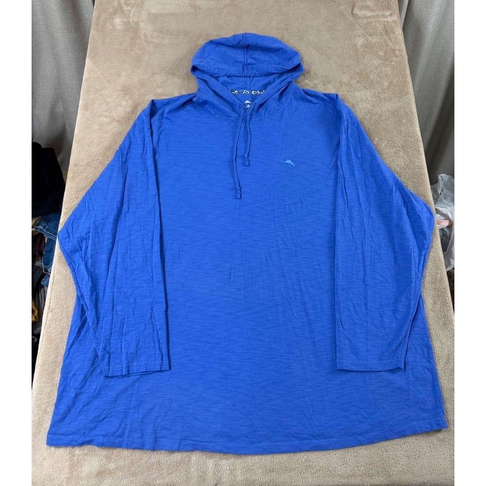 Tommy Bahama hood Bali Beach mens‎ size 4XLB Big Blue Long Sleve 100% cotton EUC